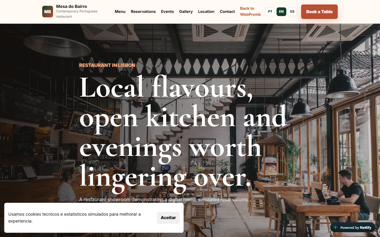 RestaurantMK website window